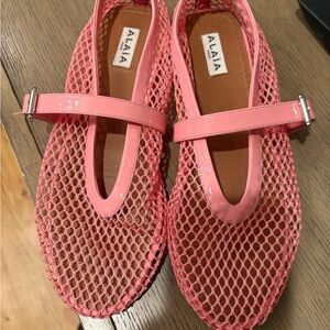 Alaia Vibrant Pink Mesh Flats